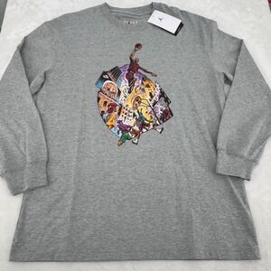 Jordan Graphic Oversized Long Sleeve Shirt Womens Small Gray Artwork 100% cotton